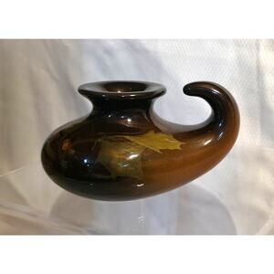 Louise Weller Candle Holder Glazed Pottery Floral Motif